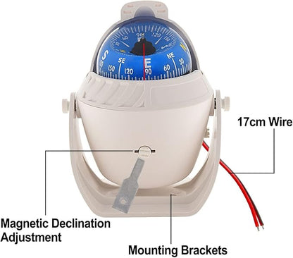 Marine Compass for Boat LED Light Navigation Pivoting Electronic Automotive - Image 4