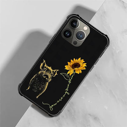 for iPhone 14 Pro Case, Pig Sunflower Yellow Sunshine Pattern Graphic Design - Image 7