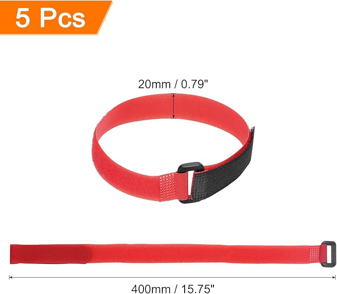 MECCANIXITY 5Pcs Reusable Battery Tie Down Straps, 0.8x16" Red Nylon - Image 2