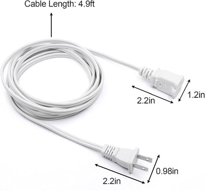 5 FT Extension Cord, 18 AWG Small Polarized Male-Female Power Cable - Image 5