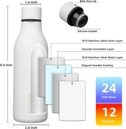 BJPKPK Insulated Water Bottles, 18 oz Stainless Steel Metal Water Bottle - Image 3