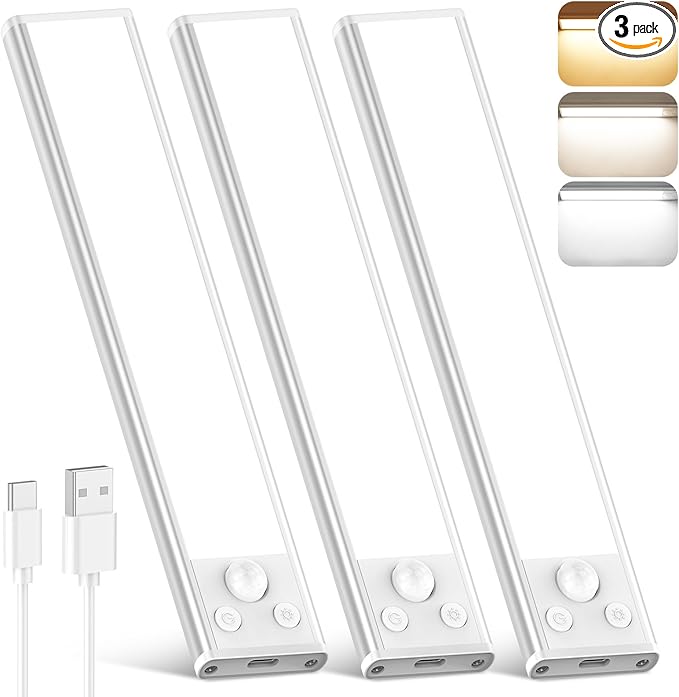 10 Inch Under Cabinet Lights, 2200mAh Rechargeable Battery Operated Motion by Brightever