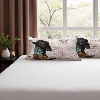 Western Cowboy Embroidered Boots Hat 12 X 20 Throw Pillow Covers Set of 2 - Image 9