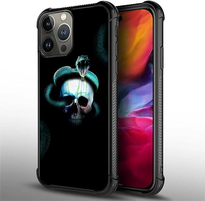 for iPhone 15 Pro Max Case, Skeleton Winding Snake Pattern Graphic Design Girl - Image 3