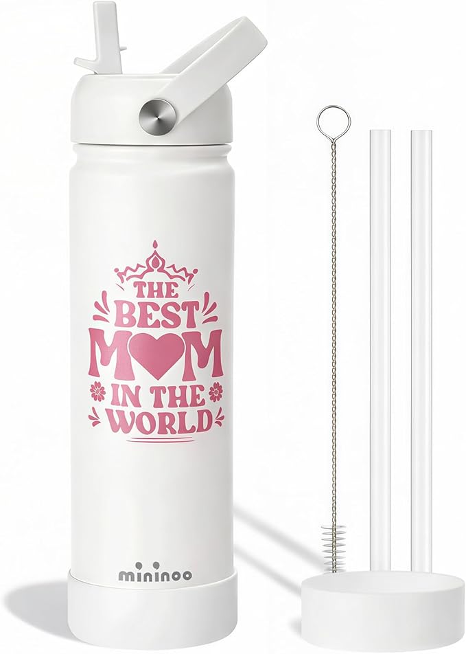 mininoo Mothers Day Gifts for Mom, 24 oz Insulated Stainless Steel Water Bottle by mininoo