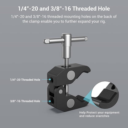 SMALLRIG Super Clamp w/ 1/4" and 3/8" Thread and 5.8 Inches Adjustable Friction - Image 4