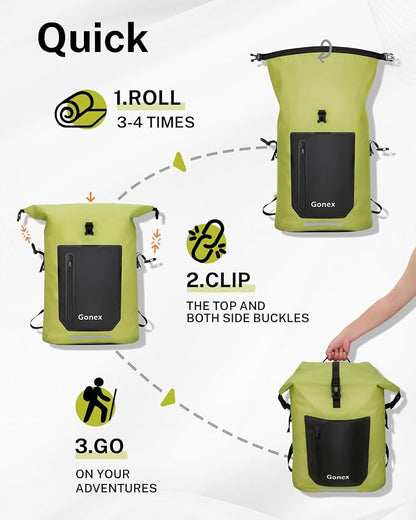 Gonex Ultralight Waterproof TPU Backpack, 55L Roll Top Dry Bag - Image 7