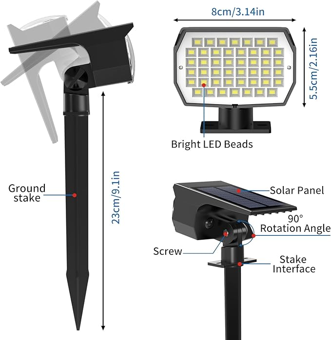 Tadyreal Solar Spot Lights Outdoor 10 Pack, Solar Landscape Spotlights - Image 6