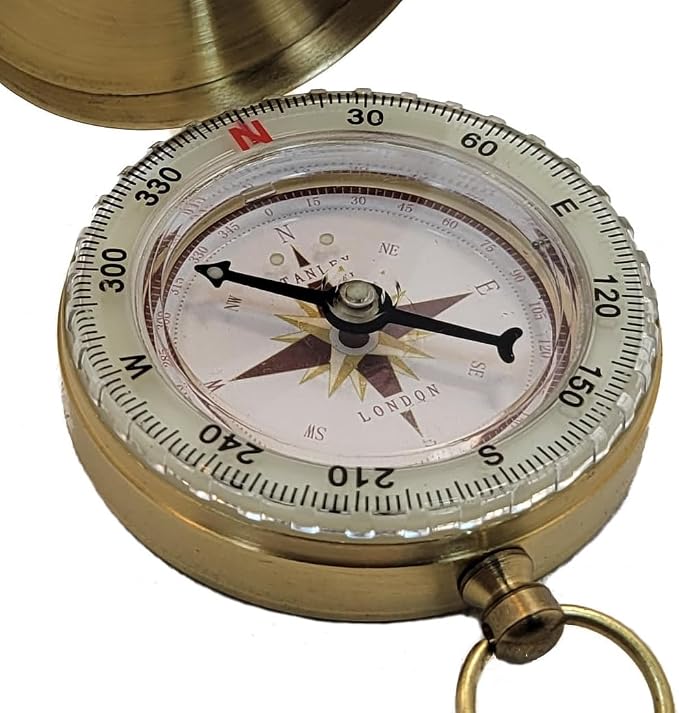 Glow in the Dark Brass Pocket Compass - Image 7
