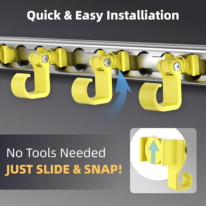 4 Pack L Track Hooks with Single Stud Fitting, Spring-Loaded Adjustable Gear - Image 4