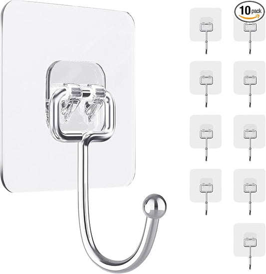 10 PCS Adhesive Wall Hooks 33lb Reusable Anti-Skid Traceless Hooks Heavy Duty by HOGXUAE