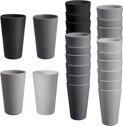 24 Pcs Unbreakable Plastic Cups Set, 20 oz Reusable Plastic Cups, Stackable by StayHealthyStayHappy