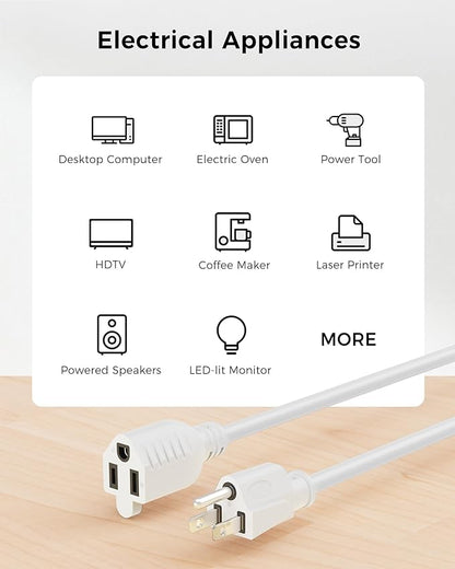 Cable Matters 2-Pack 16 AWG Heavy Duty 13A Power Extension Cord - 6ft - Image 4