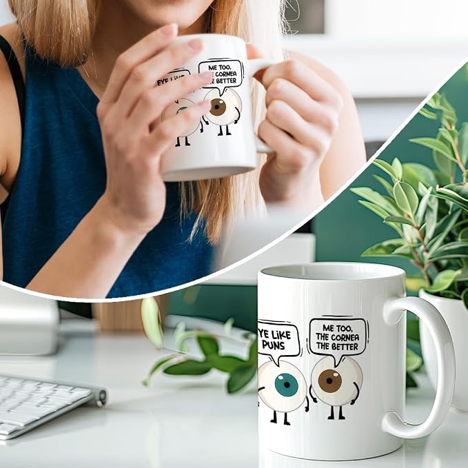 RZHV Eye Like Puns Me To The Cornea The Better 11 Oz Novelty Mug, Funny Coffee - Image 4