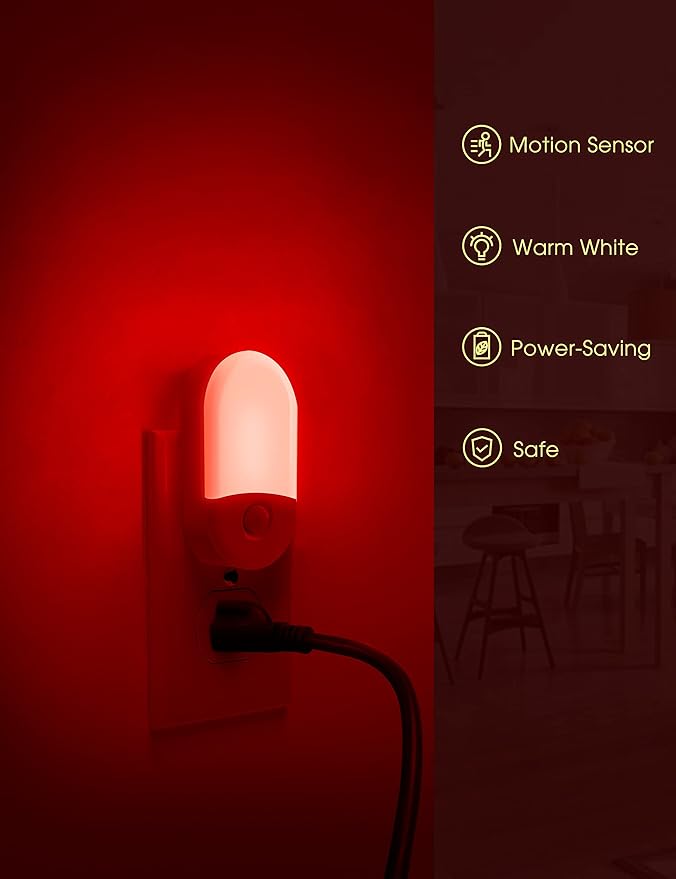 L LOHAS LED Red Night Light Plug in, Motion Sensor Night Light - Image 7