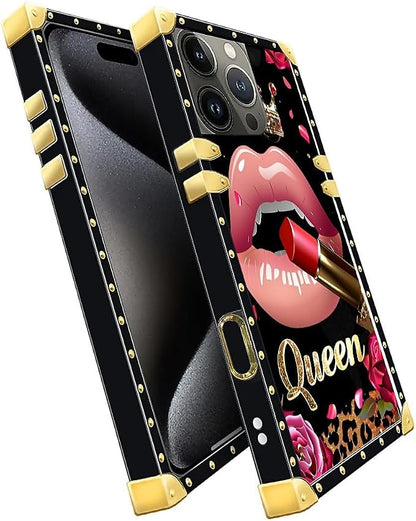 Compatible with iPhone 16 Pro Case, Glitter Red Rose Queen Leopard Lipstick - Image 3