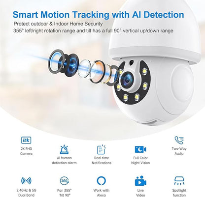 Light Bulb Security Camera, 5G&2.4GHz WiFi Light Bulb Camera Outdoor, 2-in-1 - Image 2