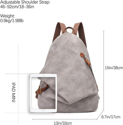 KL928 PU Leather Vintage Backpack – Large Casual Daypack Outdoor Travel - Image 2