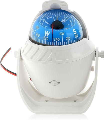 Boat Compass with Magnetic Declination Adjustment, Pivoting Marine Compass by WOKYO