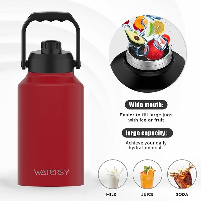 WATERSY 2/3 Gallon Water Bottle Insulated, BPA Free&Leak Proof, 87oz Stainless - Image 5