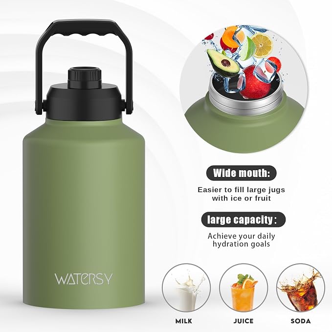 WATERSY 1 Gallon Water Bottle Insulated, BPA Free&Leak Proof, 128oz Stainless - Image 5