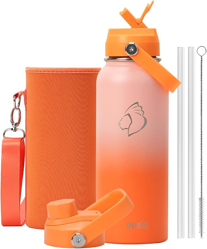 BUZIO 40oz Insulated Water Bottle, Stainless Steel Water Flask by BUZIO