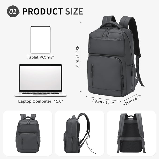 Waterproof Laptop Backpack for Men & Women, Flight Approved Anti-Theft Daypack - Image 3