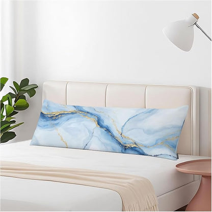 Couch Pillows Decorative Body Pillow Cover Marble, Abstract Marble Blue Gold by Unknown