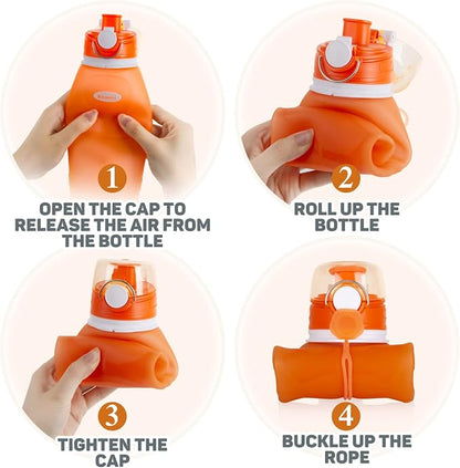 Kemier Collapsible Silicone Water Bottles-750ML, Medical Grade, BPA Free Travel - Image 7