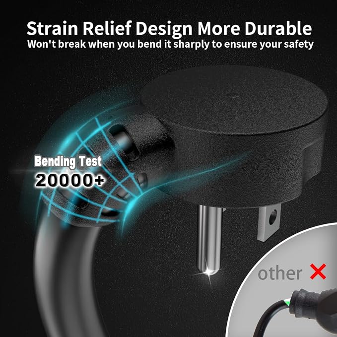 HUANCHAIN 14 Gauge 6 Feet Flat Plug Extension Cord Black Indoor Outdoor - Image 3