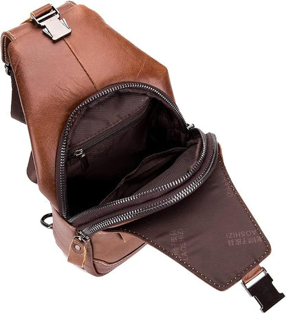Hebetag Leather Sling Bag Crossbody Backpack - Image 4