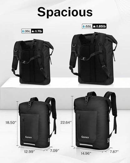 Gonex Ultralight Waterproof TPU Backpack, 55L Roll Top Dry Bag - Image 6