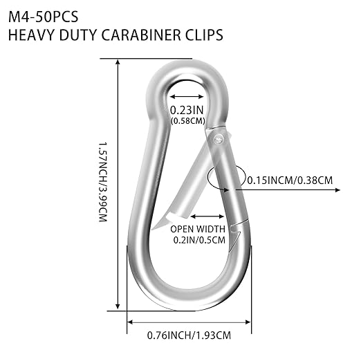Carabiner, Heavy Duty Galvanized Steel Spring Snap Hook Carabiner Clips - Image 2
