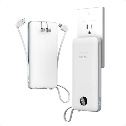Portable Charger with Built in Cables, TESSAN 10000mAh Power Bank Fast Charging by TESSAN