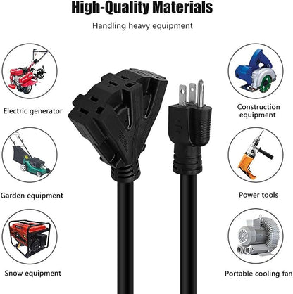 100FT 12/3 Outdoor Extension Cord, Heavy Duty 3-Outlet SJTW Indoor/Outdoor - Image 7
