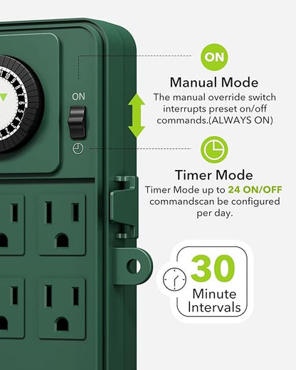 BN-LINK Outdoor Power Stake Timer Waterproof, 24-Hour Mechanical Timer - Image 4