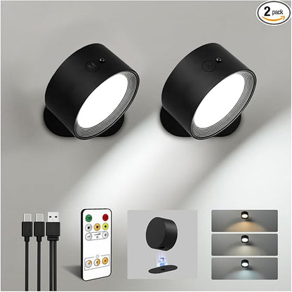 LED Wall Mounted Lights, Rechargeable Wall Sconce Lamps, 3 Color Temps & Remote by AMETHEUS