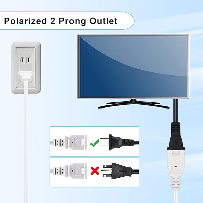 10FT 2 Prong Indoor Extension Cord, Thin White Extension Cords Male/Female - Image 4