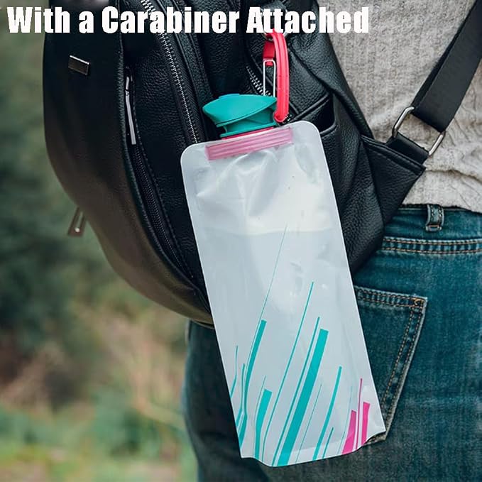 OULIGET Collapsible Water Bottles, Compact Bottle Folds Flat - Image 2