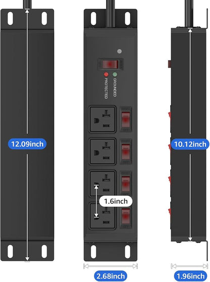 CCCEI Heavy Duty Surge Protector Power Strip 20 Amp Individual Switches. 25FT - Image 7