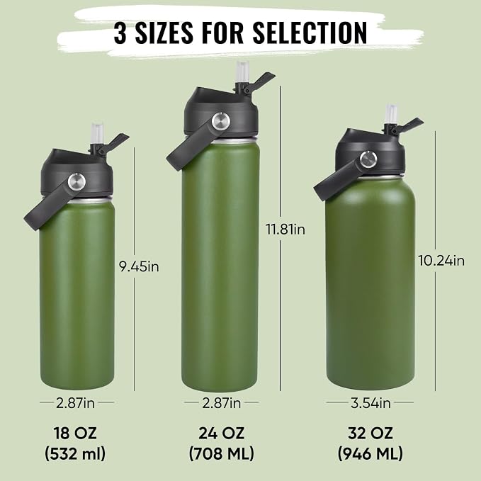 Fijinhom 24oz Insulated Stainless Steel Water Bottle, Wide Mouth Double Wall - Image 2