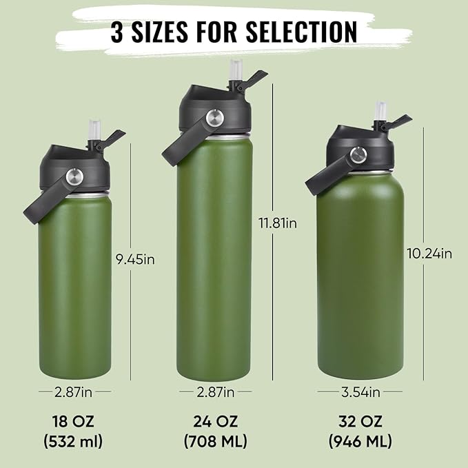 Fijinhom 18oz Insulated Stainless Steel Water Bottle, Wide Mouth Double Wall - Image 2