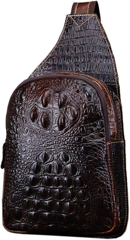 Hebetag Crocodile Genuine Leather Sling Bag Crossbody Backpack by Hebetag