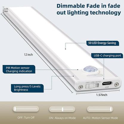12inch Under Cabinet Lighting, 4 Pack Rechargeable Motion Sensor Light Indoor - Image 7