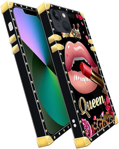 Compatible with iPhone 13 Case, Glitter Red Rose Queen Leopard Lipstick Luxury - Image 3