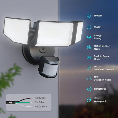Abovizo 85W Motion Sensor Outdoor Light, 8500LM Ultra-Bright LED Security Light - Image 3