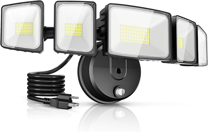 Onforu 150W 15000LM Dusk to Dawn Outdoor Lighting, 5 Heads Plug in Flood Lights by Onforu