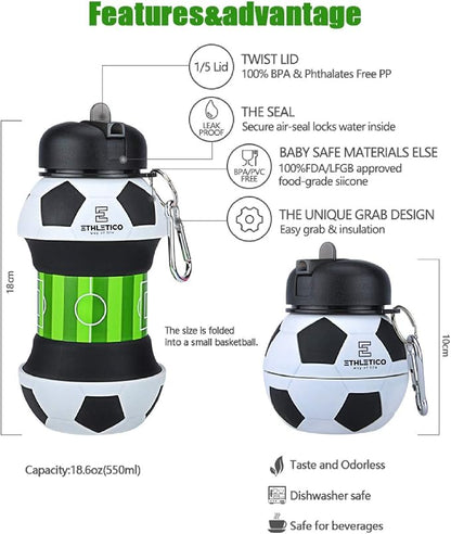 Collapsible Water Bottles with Carabiner Food Grade Sports Water Bottle - Image 2