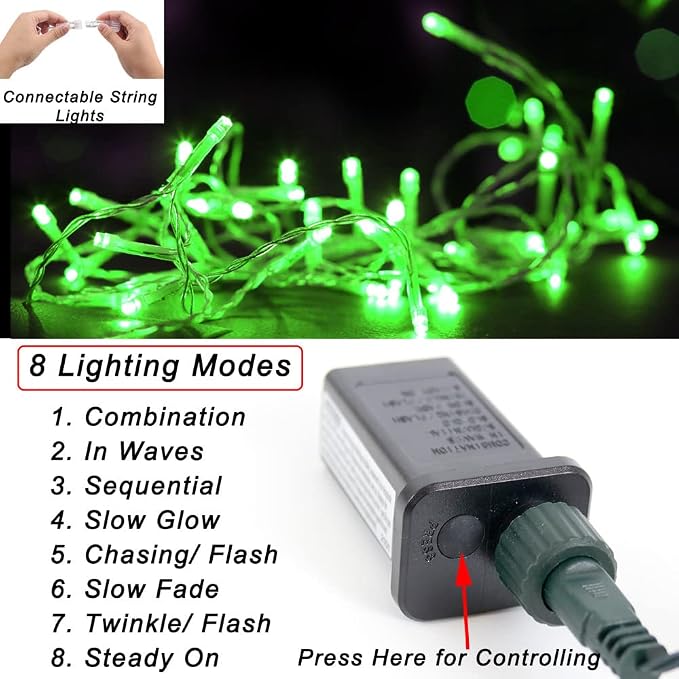 Green String Lights Outdoor Decoration, 66 ft 200 LED Green St. Patrick's Day - Image 2