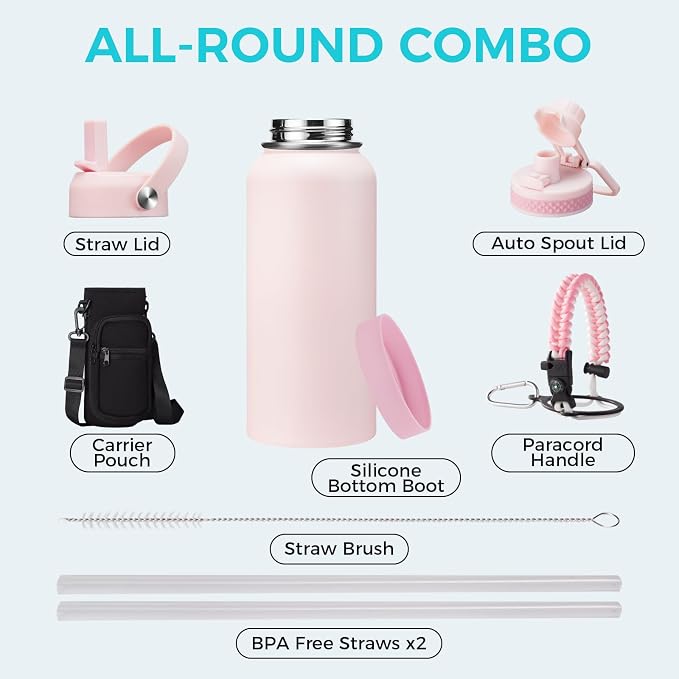 32/40/64 OZ Water Bottle with Straw - Image 2